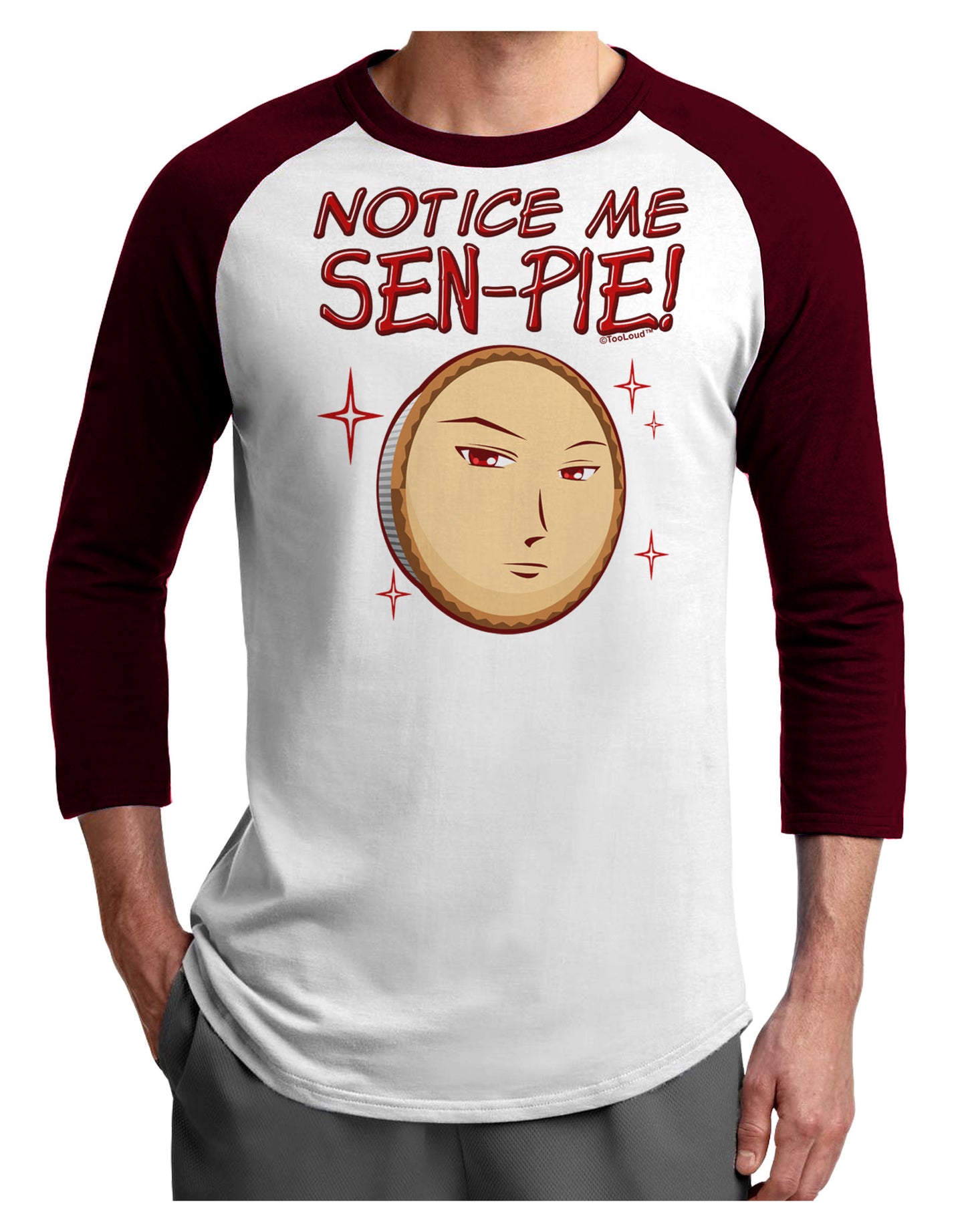 Notice Me Sen-pie Adult Raglan Shirt-Raglan Shirt-TooLoud-White-Cardinal-X-Small-Davson Sales