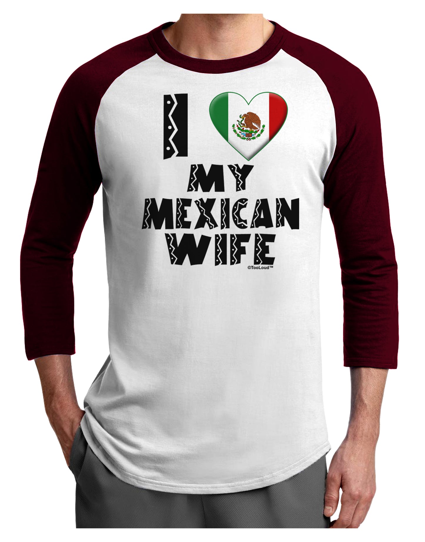 I Heart My Mexican Wife Adult Raglan Shirt by TooLoud-TooLoud-White-Cardinal-X-Small-Davson Sales