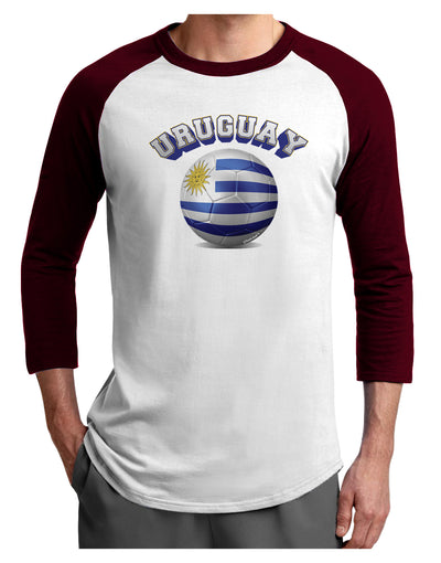 Soccer Ball Flag - Uruguay Adult Raglan Shirt-Raglan Shirt-TooLoud-White-Cardinal-X-Small-Davson Sales