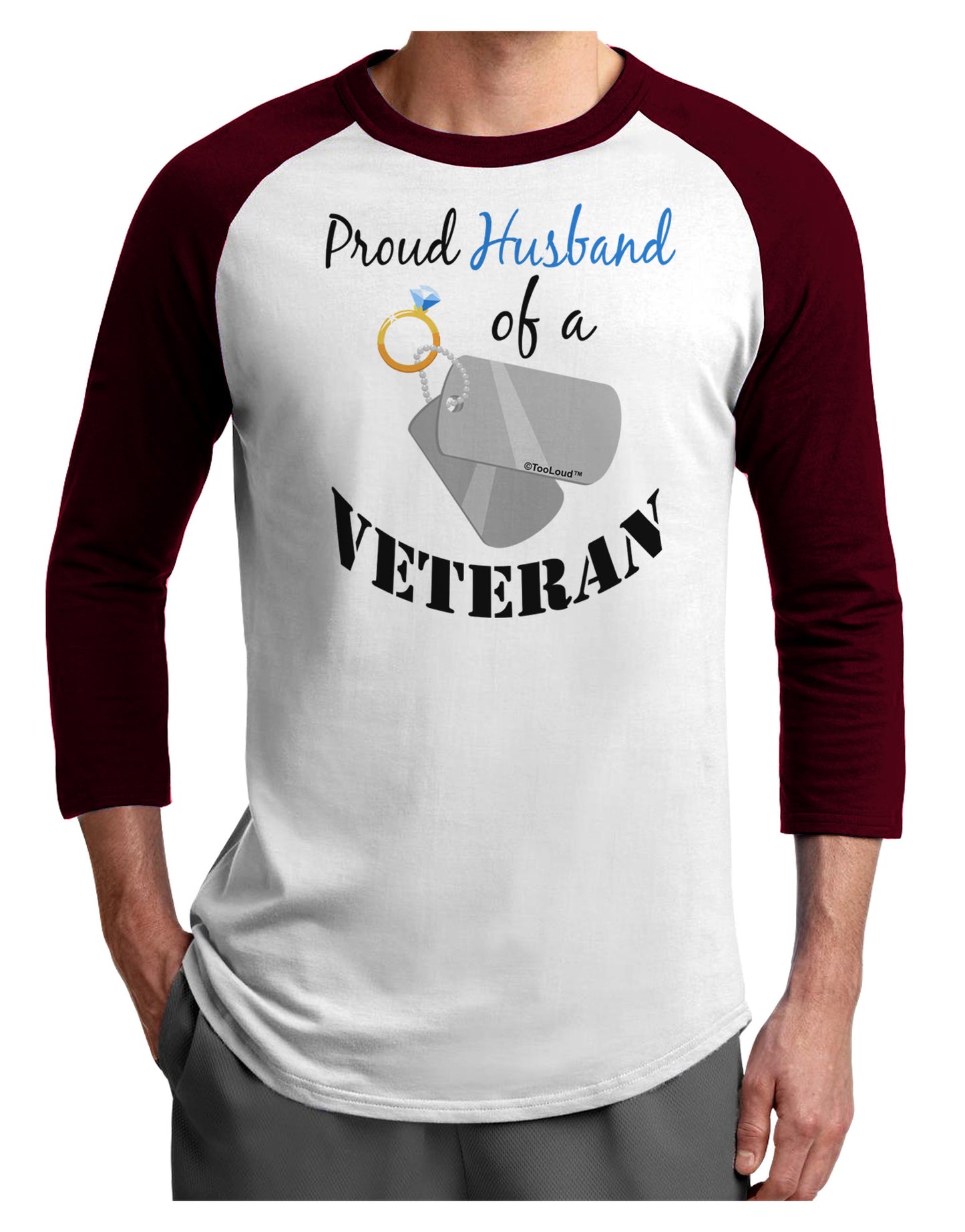 Husband of Veteran Adult Raglan Shirt-Raglan Shirt-TooLoud-White-Cardinal-X-Small-Davson Sales