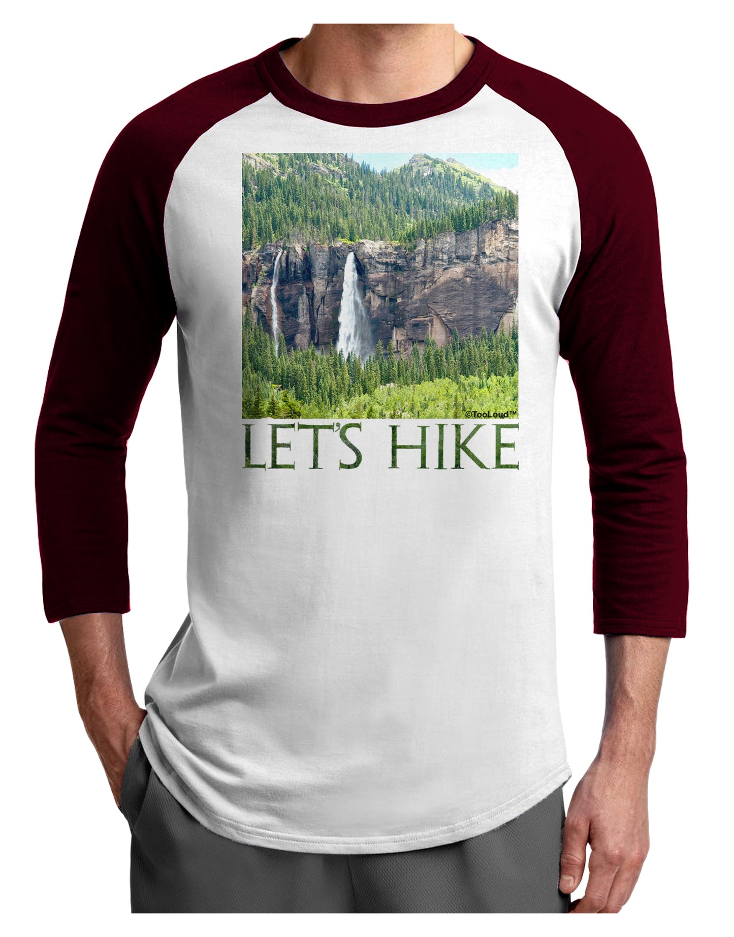 Beautiful Cliffs - Lets Hike Adult Raglan Shirt by-Raglan Shirt-TooLoud-White-Cardinal-X-Small-Davson Sales