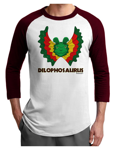 Dilophosaurus Design - Color - Text Adult Raglan Shirt by TooLoud-TooLoud-White-Cardinal-X-Small-Davson Sales