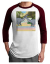 Diplodocus Longus - Without Name Adult Raglan Shirt-TooLoud-White-Cardinal-X-Small-Davson Sales