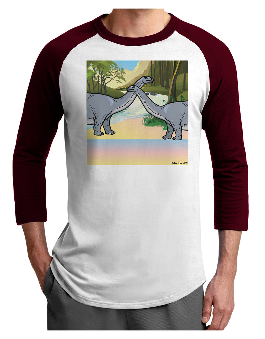 Diplodocus Longus - Without Name Adult Raglan Shirt-TooLoud-White-Black-X-Small-Davson Sales