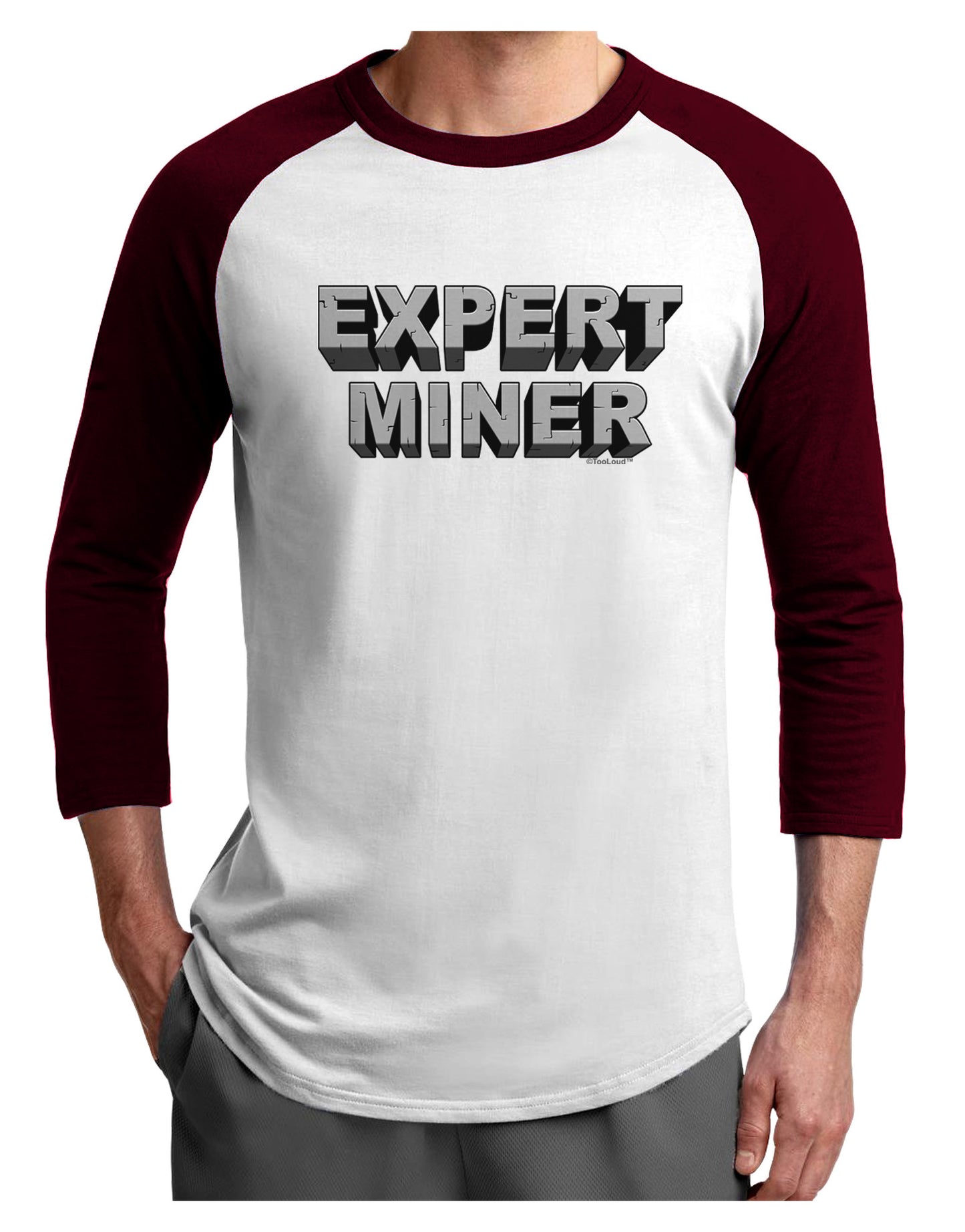 Expert Miner Adult Raglan Shirt-Raglan Shirt-TooLoud-White-Cardinal-X-Small-Davson Sales