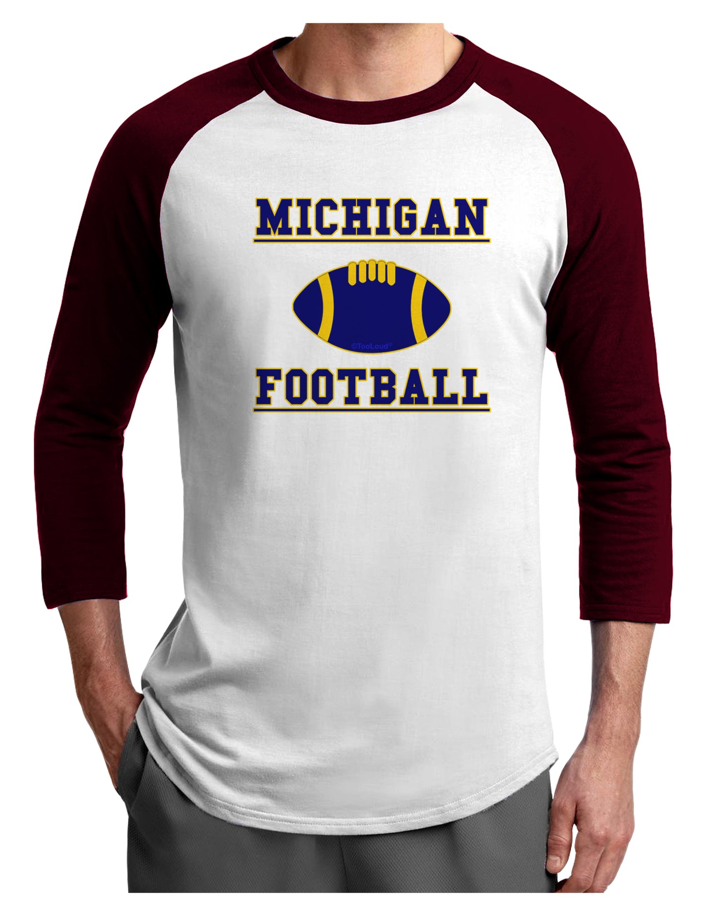 Michigan Football Adult Raglan Shirt by TooLoud-TooLoud-White-Cardinal-X-Small-Davson Sales