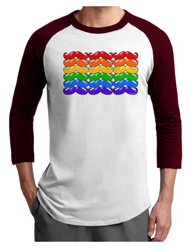 Rainbow Mustaches Gay Pride Flag Adult Raglan Shirt-Raglan Shirt-TooLoud-White-Cardinal-X-Small-Davson Sales