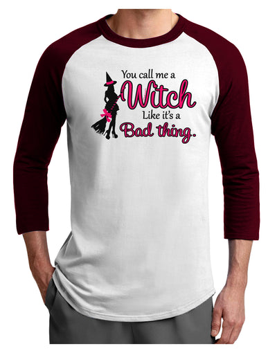 Witch - Bad Thing Adult Raglan Shirt-Raglan Shirt-TooLoud-White-Cardinal-X-Small-Davson Sales