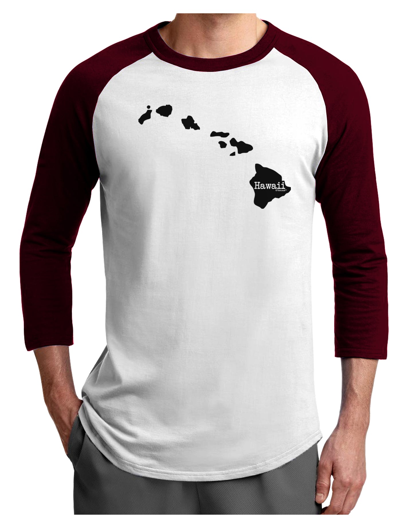 Hawaii - United States Shape Adult Raglan Shirt by TooLoud-TooLoud-White-Cardinal-X-Small-Davson Sales