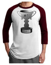 Number One Dad Trophy - Grayscale Adult Raglan Shirt-Raglan Shirt-TooLoud-White-Cardinal-X-Small-Davson Sales