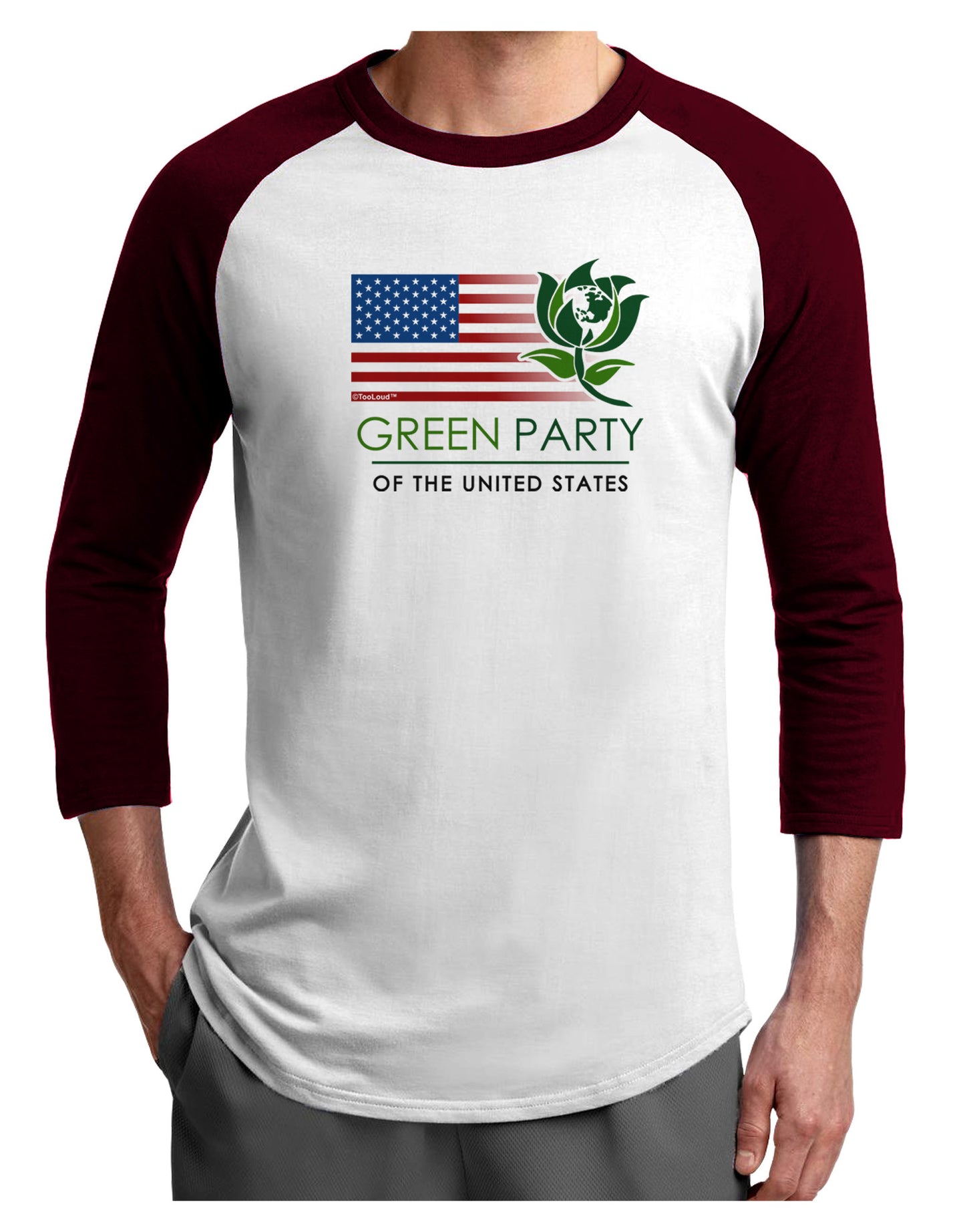 Green Party US Flag Adult Raglan Shirt-Raglan Shirt-TooLoud-White-Cardinal-X-Small-Davson Sales