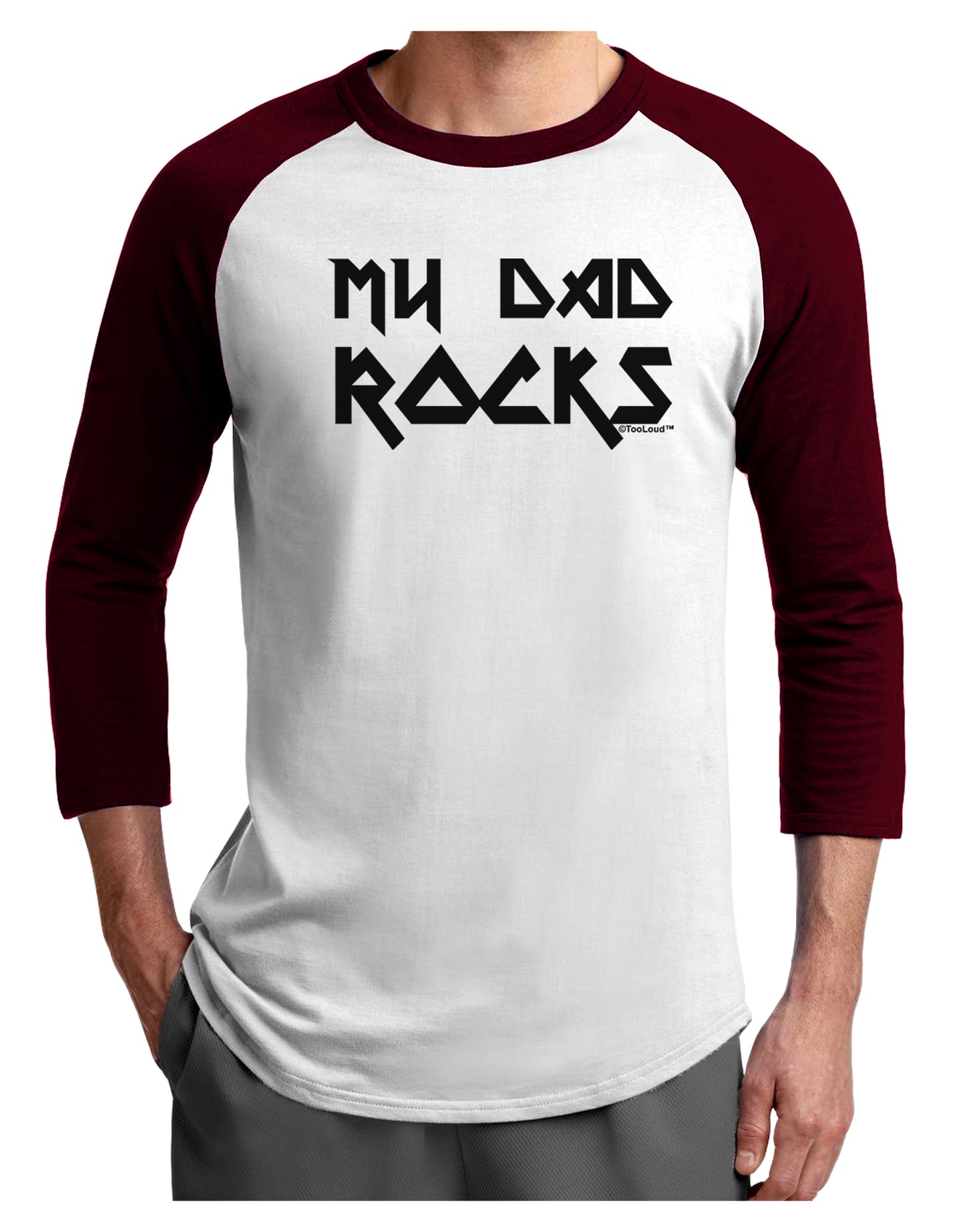 My Dad Rocks Adult Raglan Shirt by TooLoud-TooLoud-White-Cardinal-X-Small-Davson Sales