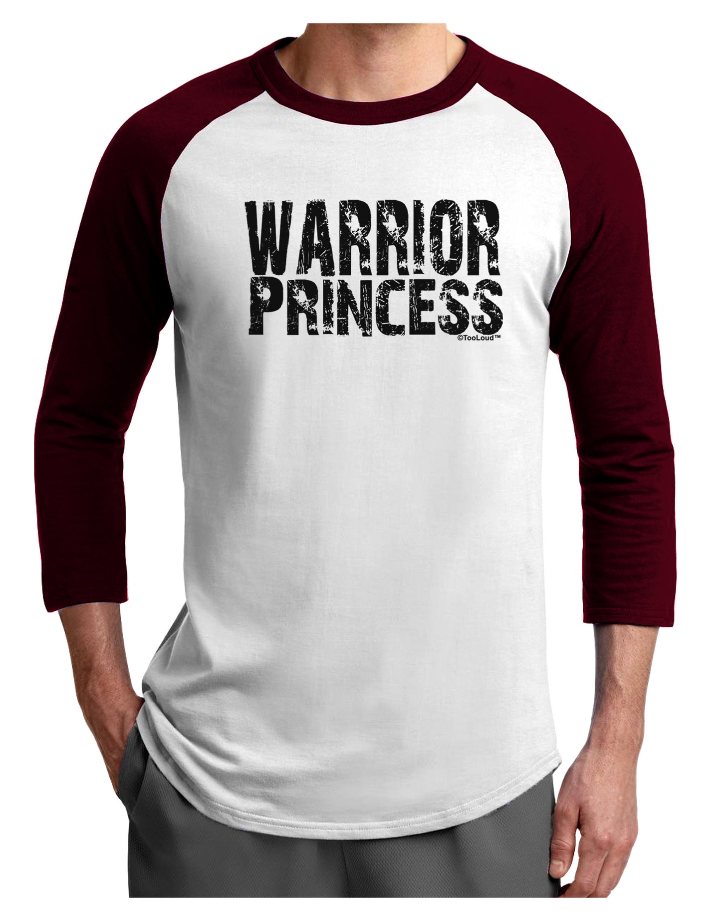 Warrior Princess Black and White Adult Raglan Shirt-TooLoud-White-Cardinal-X-Small-Davson Sales