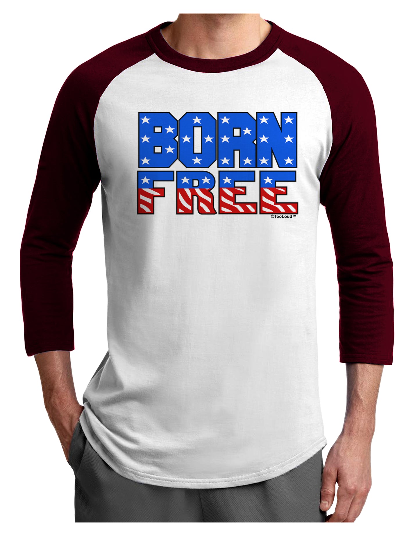 Born Free Color Adult Raglan Shirt by TooLoud-TooLoud-White-Cardinal-X-Small-Davson Sales