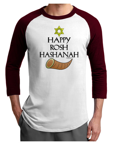 Happy Rosh Hashanah Adult Raglan Shirt-Raglan Shirt-TooLoud-White-Cardinal-X-Small-Davson Sales