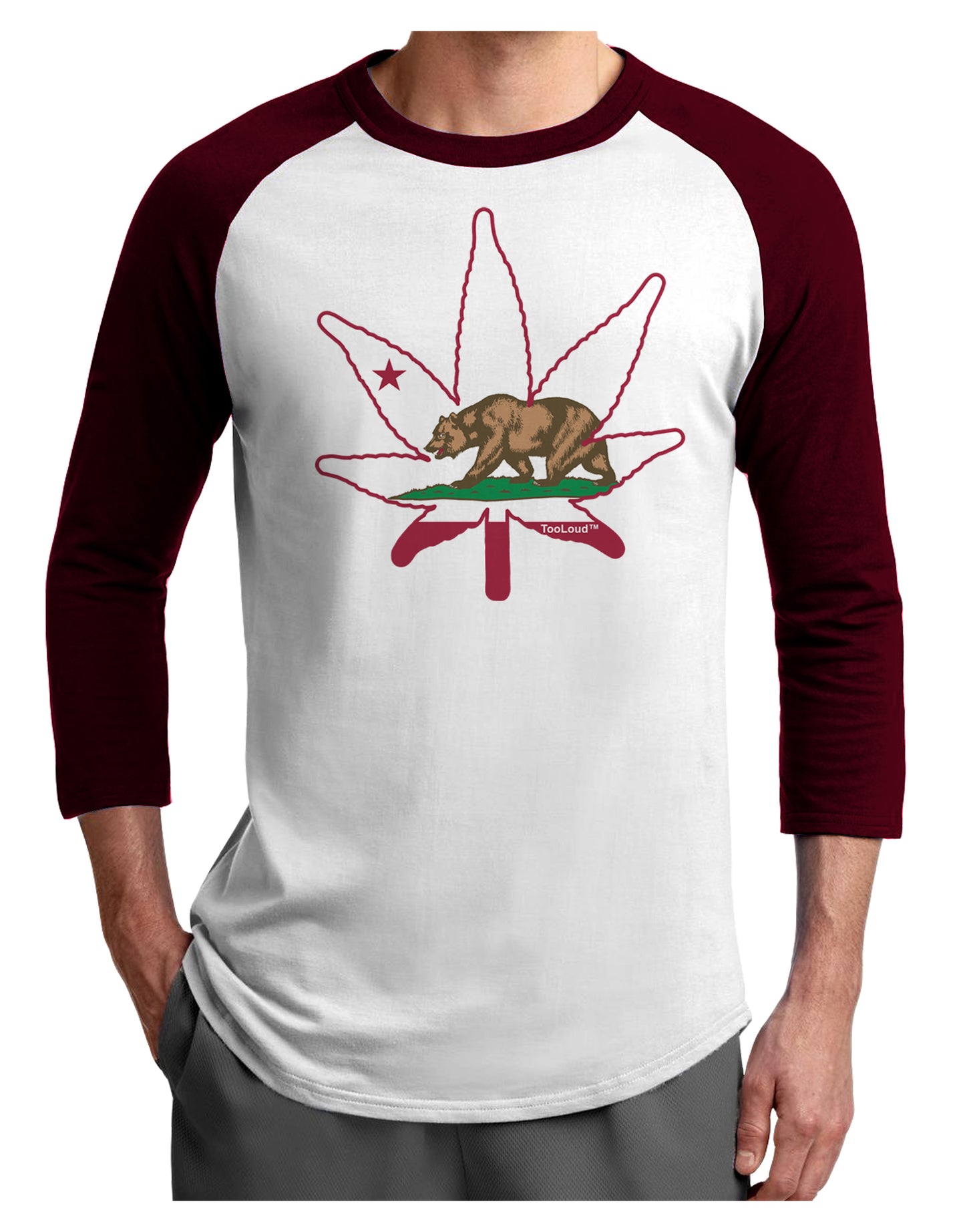California Bear Leaf Design Adult Raglan Shirt by TooLoud-TooLoud-White-Cardinal-X-Small-Davson Sales