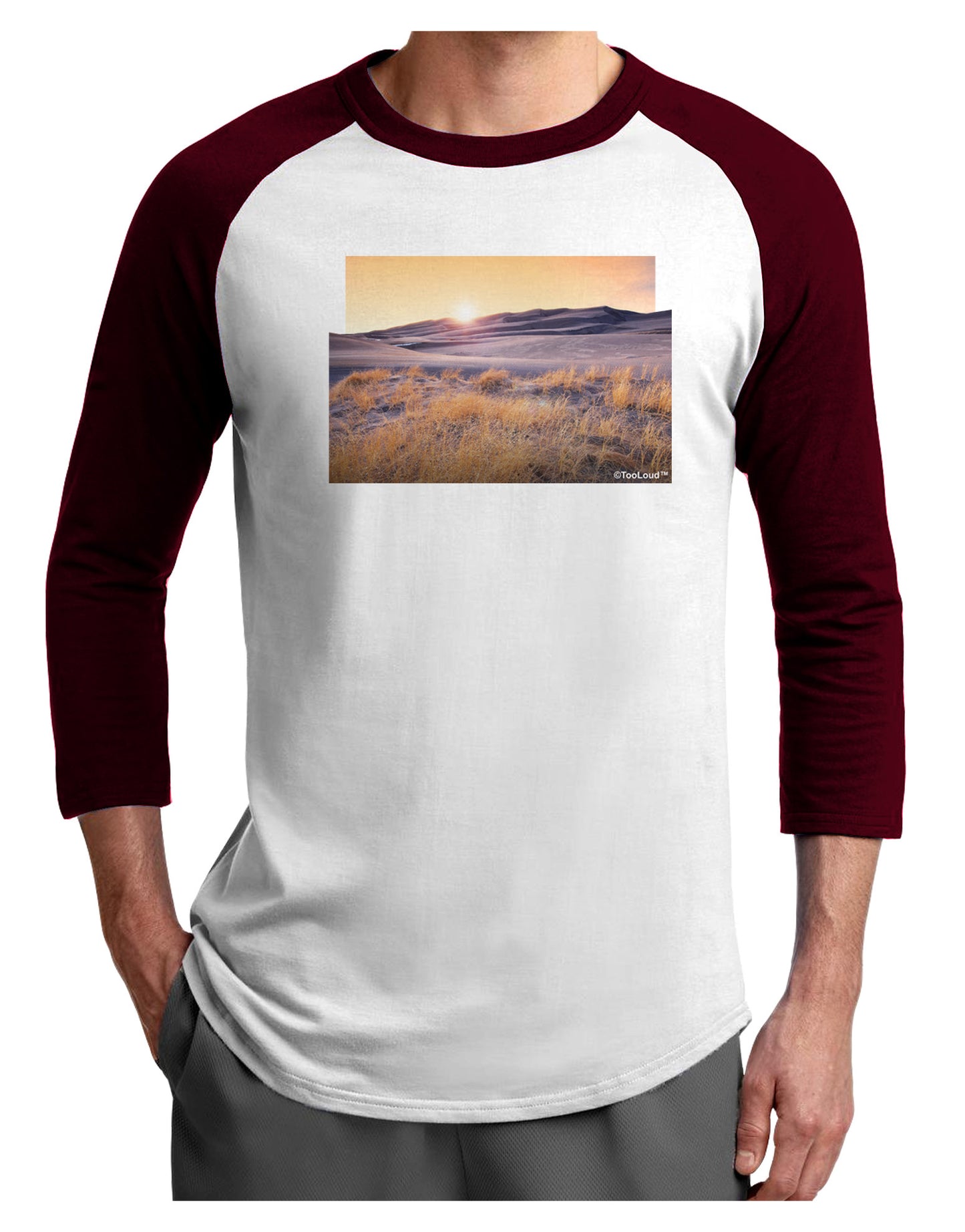 Colorado Sand Dunes Cutout Adult Raglan Shirt-Raglan Shirt-TooLoud-White-Cardinal-X-Small-Davson Sales