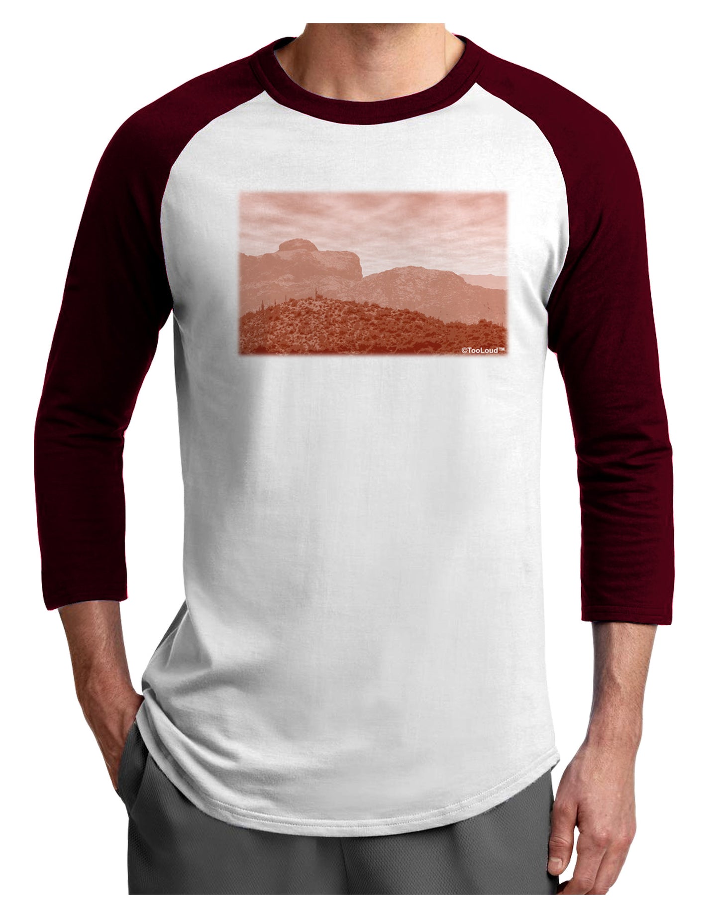 Red Planet Landscape Adult Raglan Shirt-TooLoud-White-Cardinal-X-Small-Davson Sales