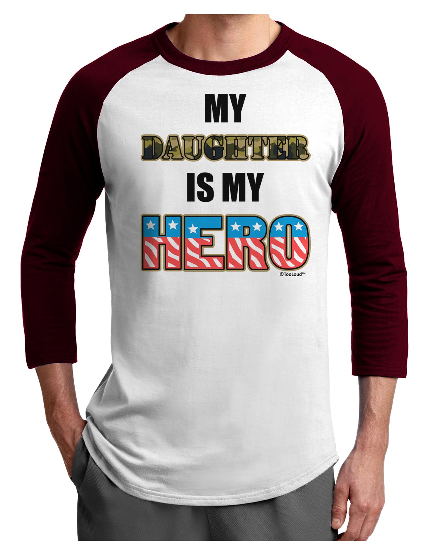 My Daughter is My Hero - Armed Forces Adult Raglan Shirt by TooLoud-TooLoud-White-Cardinal-X-Small-Davson Sales