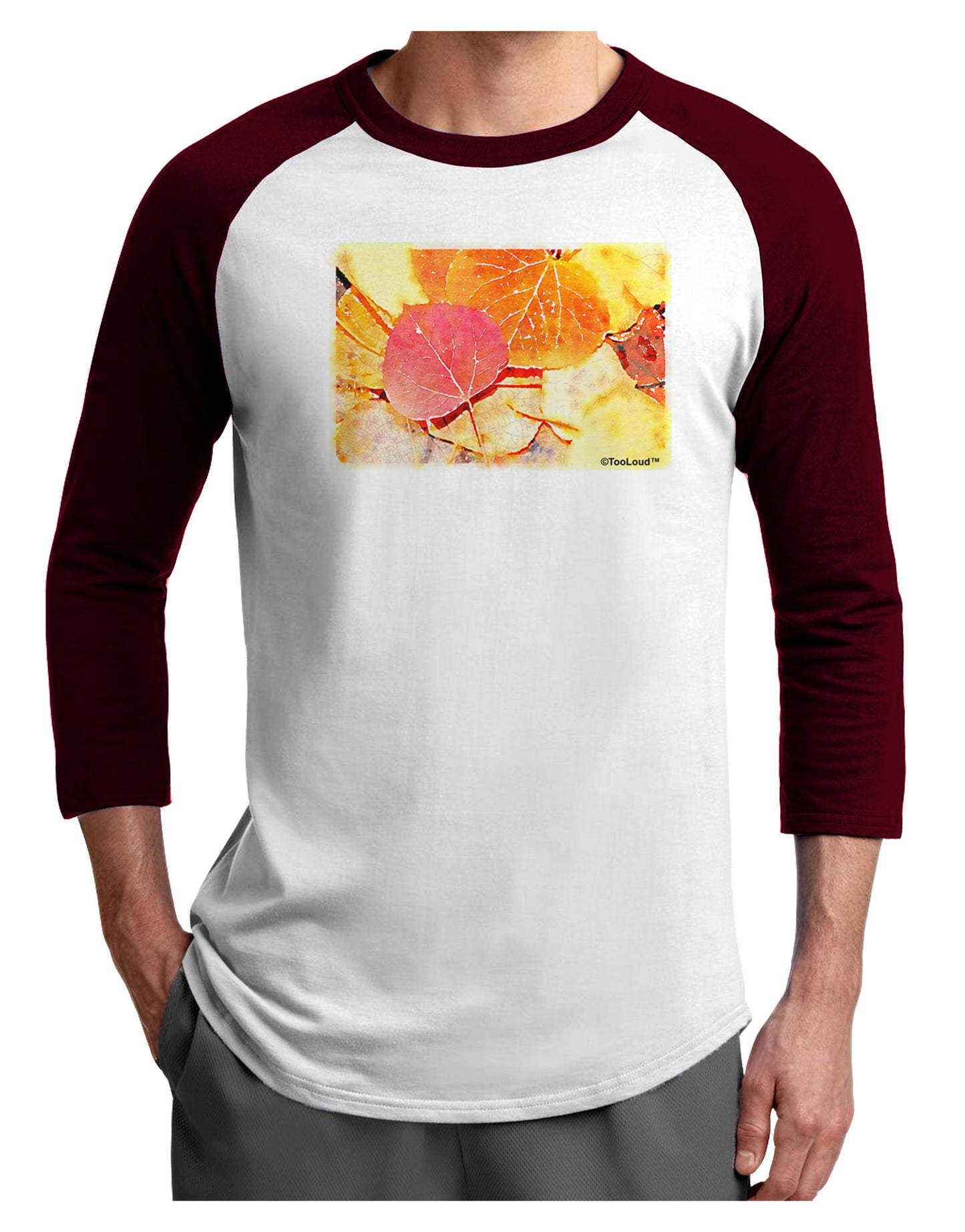 Colorado - Autumn WaterColor Adult Raglan Shirt-Raglan Shirt-TooLoud-White-Cardinal-X-Small-Davson Sales