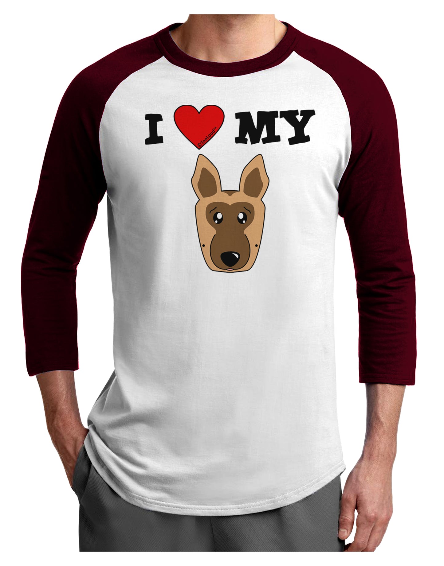 I Heart My - Cute German Shepherd Dog Adult Raglan Shirt by TooLoud-TooLoud-White-Cardinal-X-Small-Davson Sales