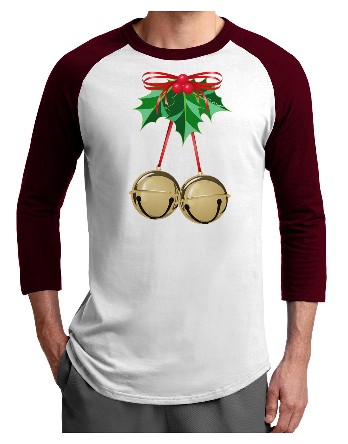 Jingle Balls Adult Raglan Shirt-Raglan Shirt-TooLoud-White-Cardinal-X-Small-Davson Sales