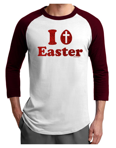 I Egg Cross Easter - Red Glitter Adult Raglan Shirt by TooLoud-TooLoud-White-Cardinal-X-Small-Davson Sales