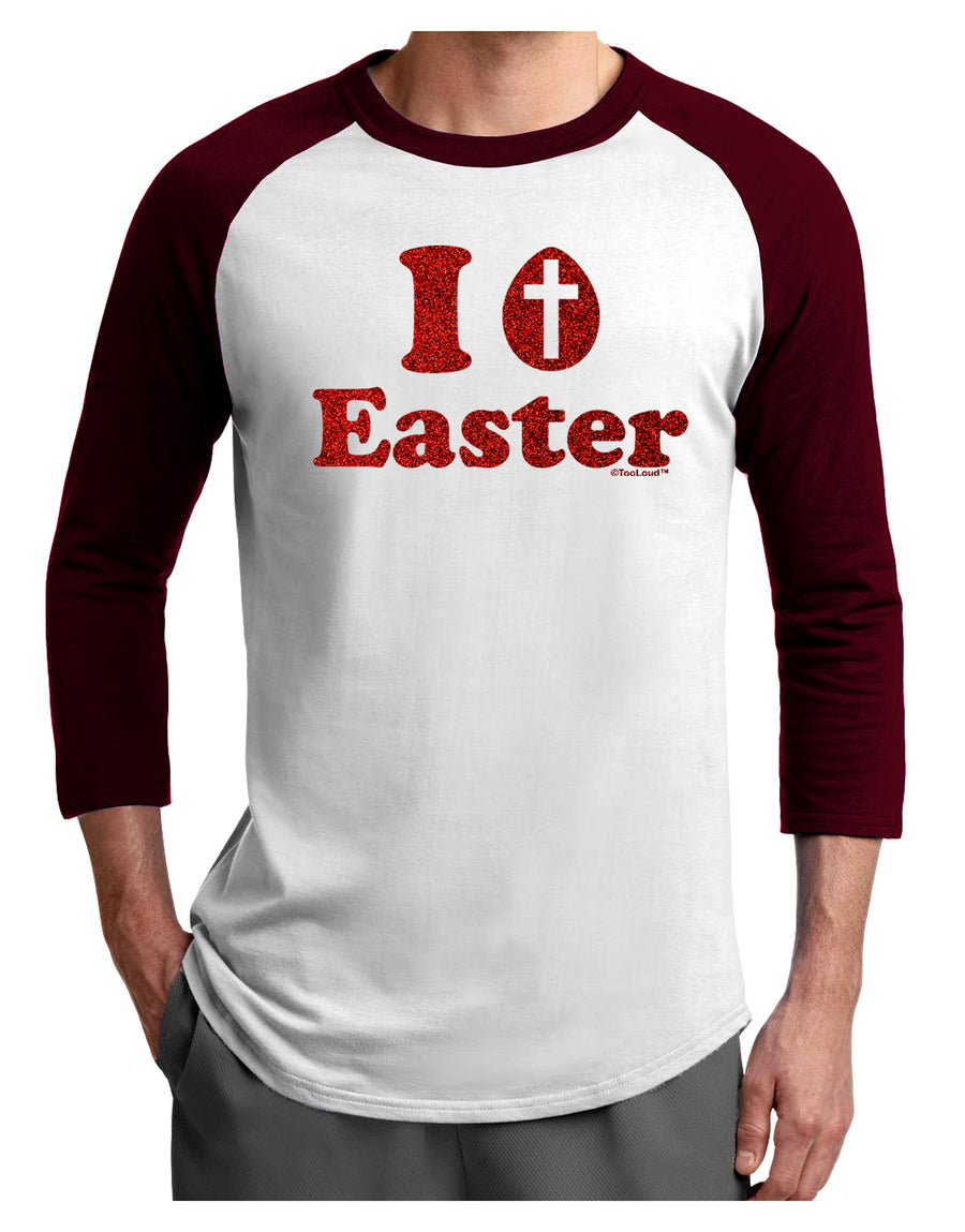 I Egg Cross Easter - Red Glitter Adult Raglan Shirt by TooLoud-TooLoud-White-Black-X-Small-Davson Sales