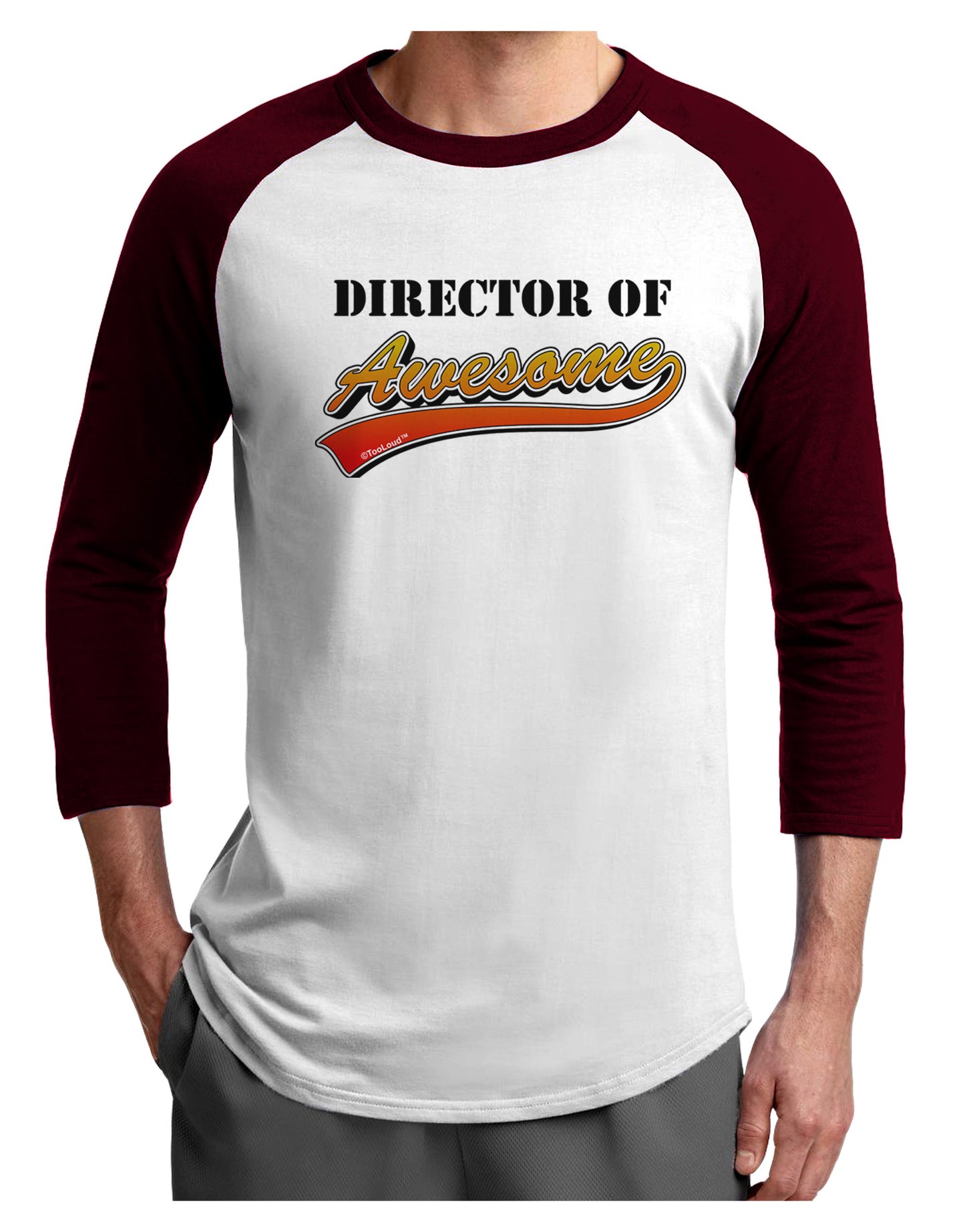 Director Of Awesome Adult Raglan Shirt-Raglan Shirt-TooLoud-White-Cardinal-X-Small-Davson Sales