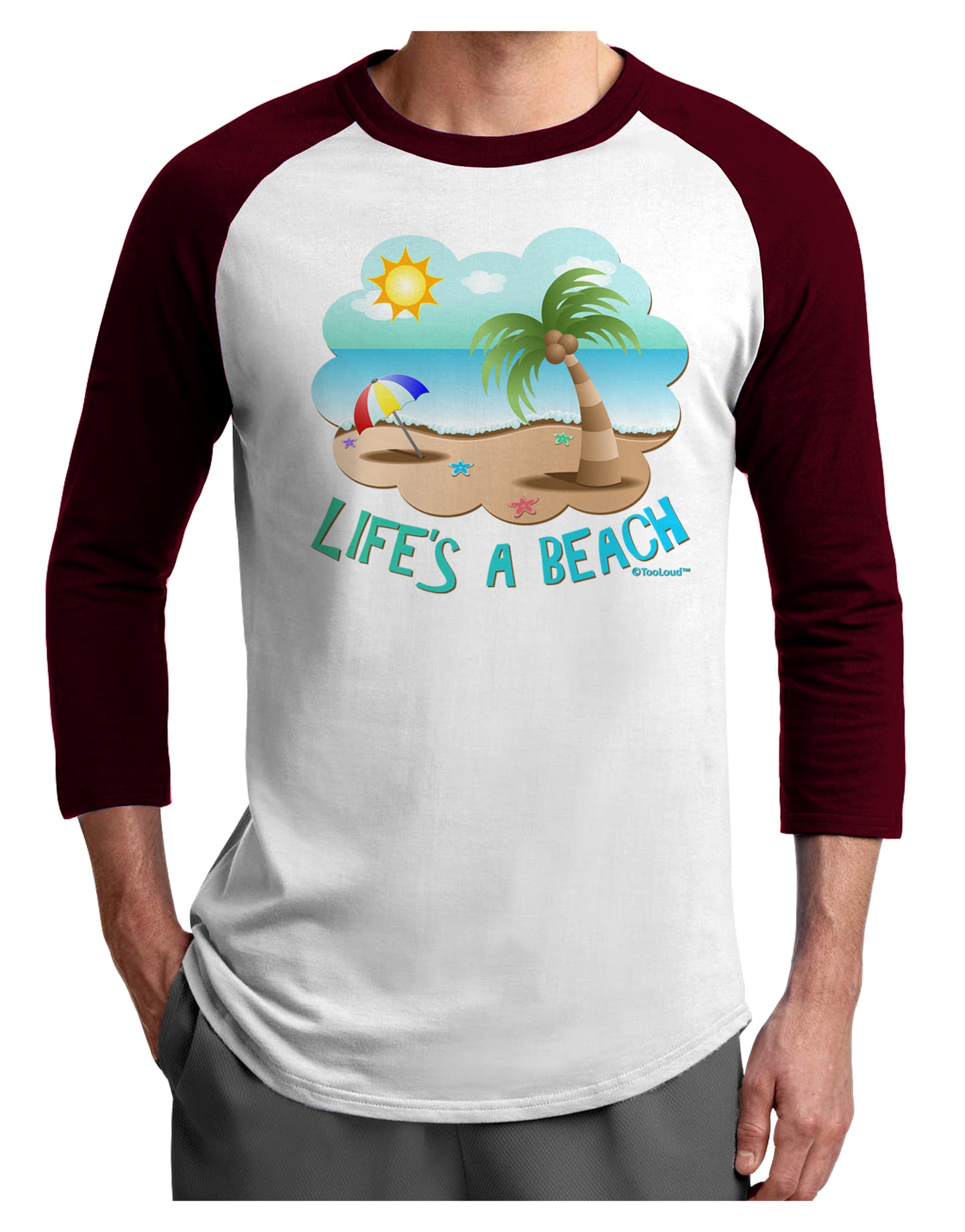 Fun Summer Beach Scene - Life's a Beach Adult Raglan Shirt by TooLoud-TooLoud-White-Cardinal-X-Small-Davson Sales