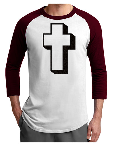 Simple Cross Design Glitter - Black Adult Raglan Shirt by TooLoud-TooLoud-White-Cardinal-X-Small-Davson Sales