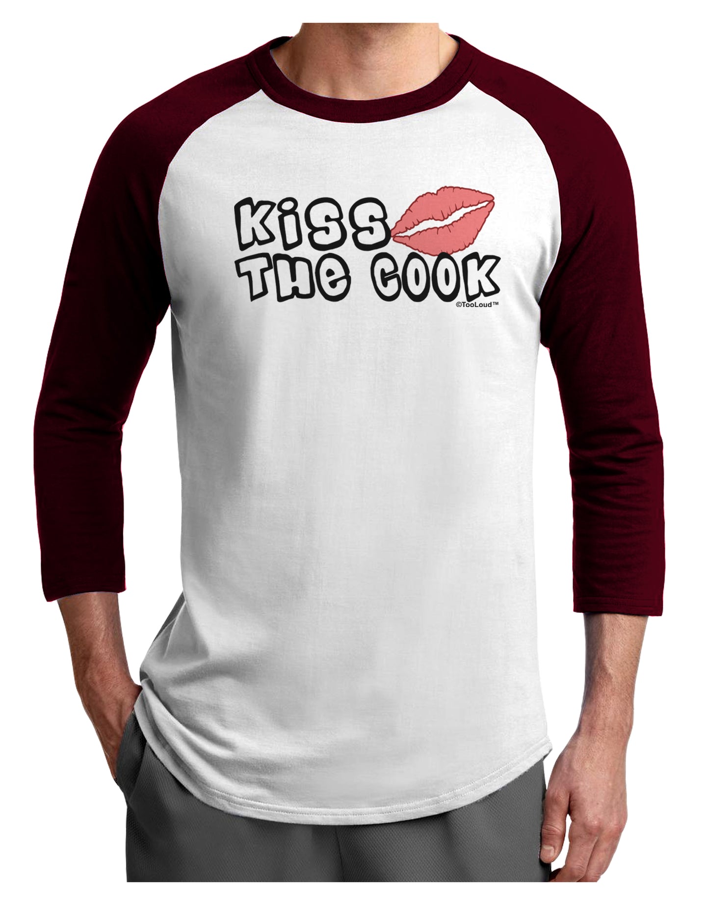 Kiss the Cook With Lips Adult Raglan Shirt by TooLoud-TooLoud-White-Cardinal-X-Small-Davson Sales
