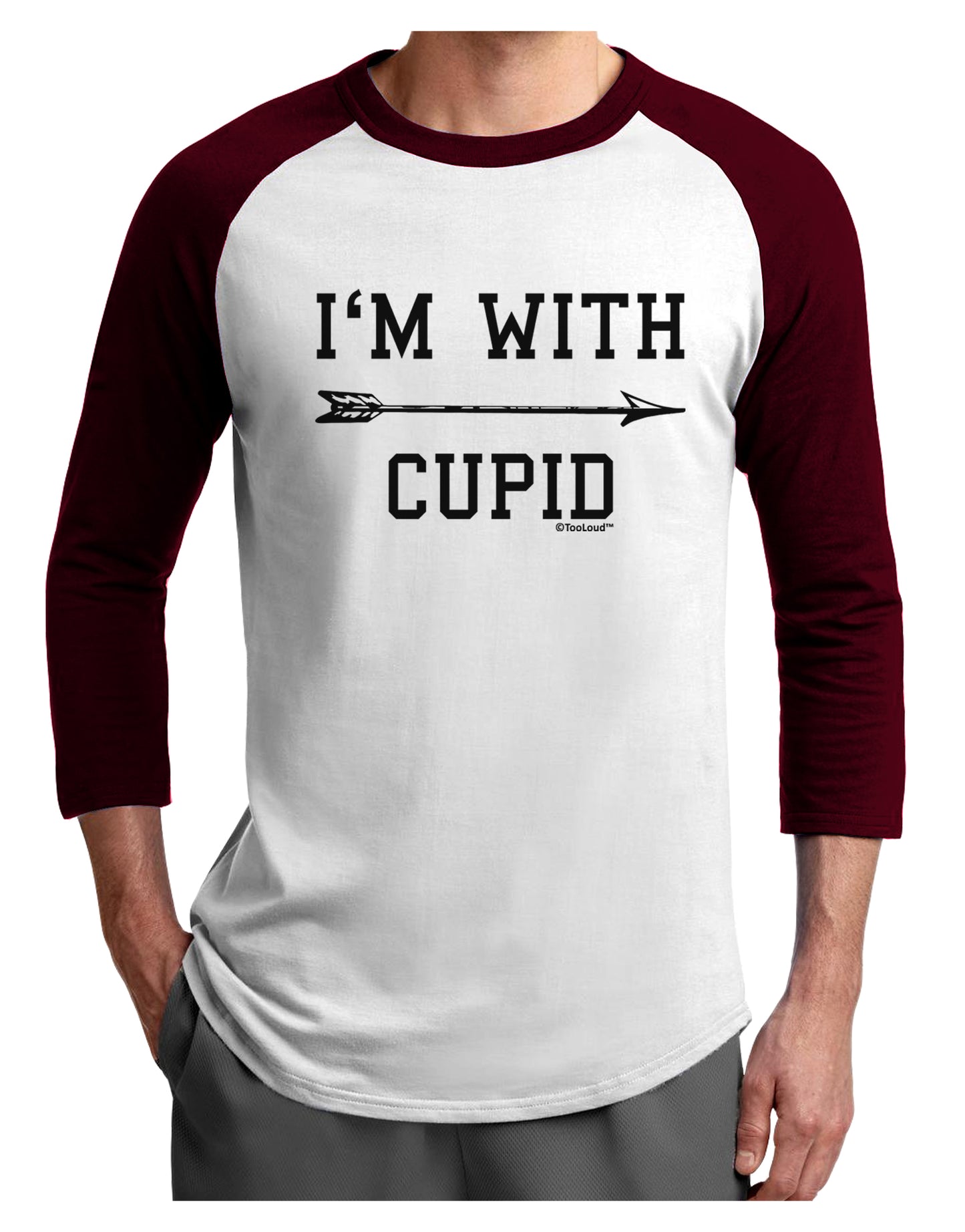 I'm With Cupid - Right Arrow Adult Raglan Shirt by TooLoud-Mens T-Shirt-TooLoud-White-Cardinal-X-Small-Davson Sales