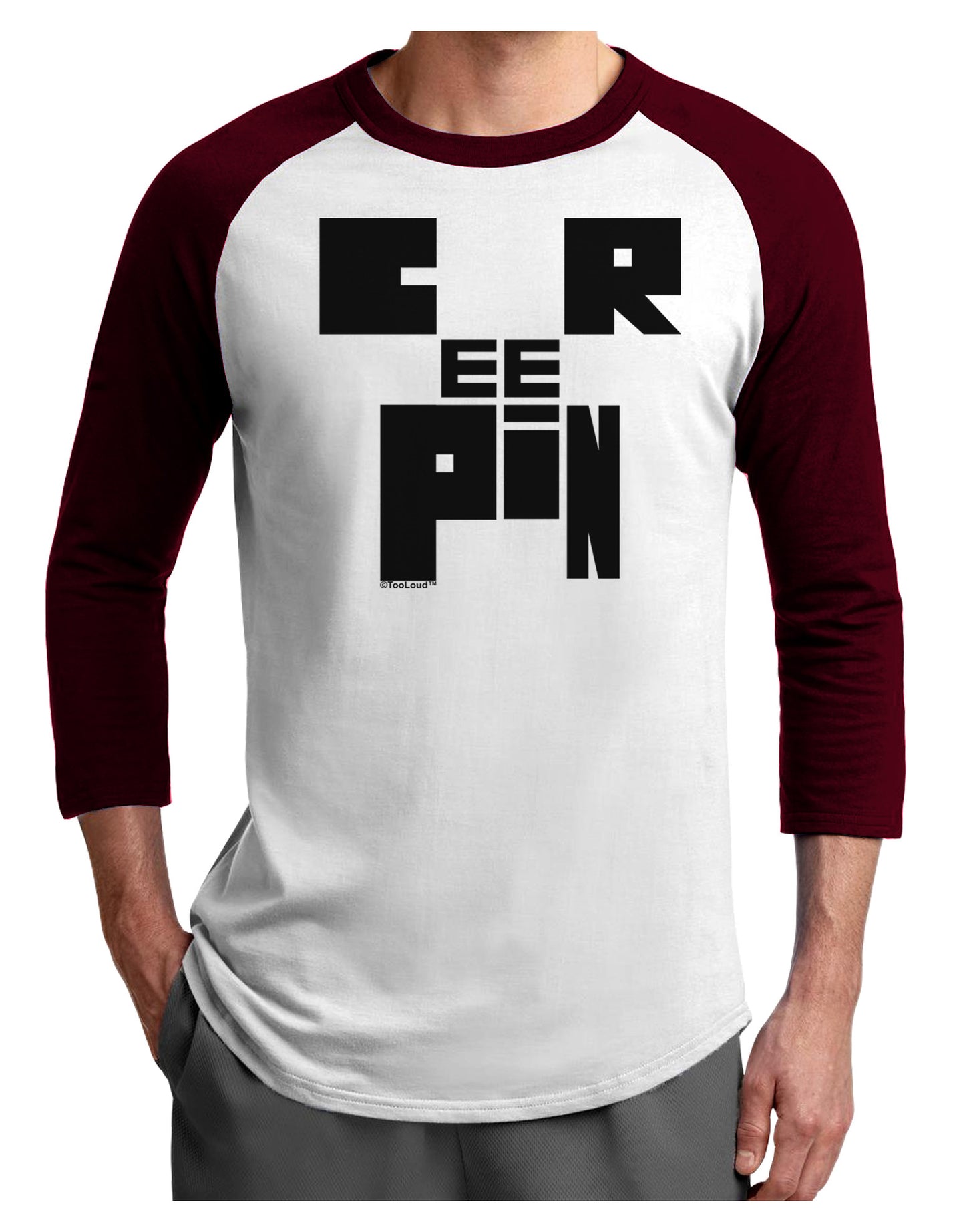 Creepin Adult Raglan Shirt-Raglan Shirt-TooLoud-White-Cardinal-X-Small-Davson Sales