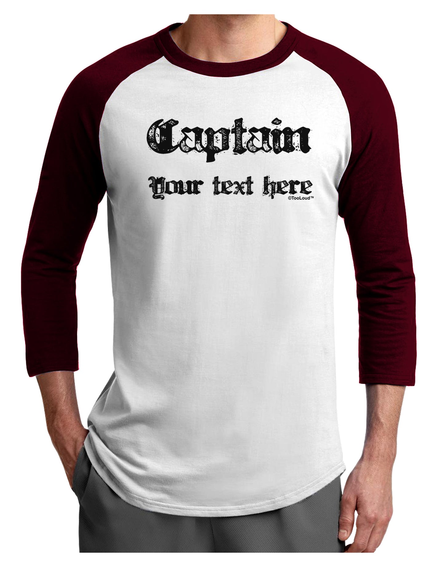 Personalized Captain Adult Raglan Shirt-Raglan Shirt-TooLoud-White-Cardinal-X-Small-Davson Sales