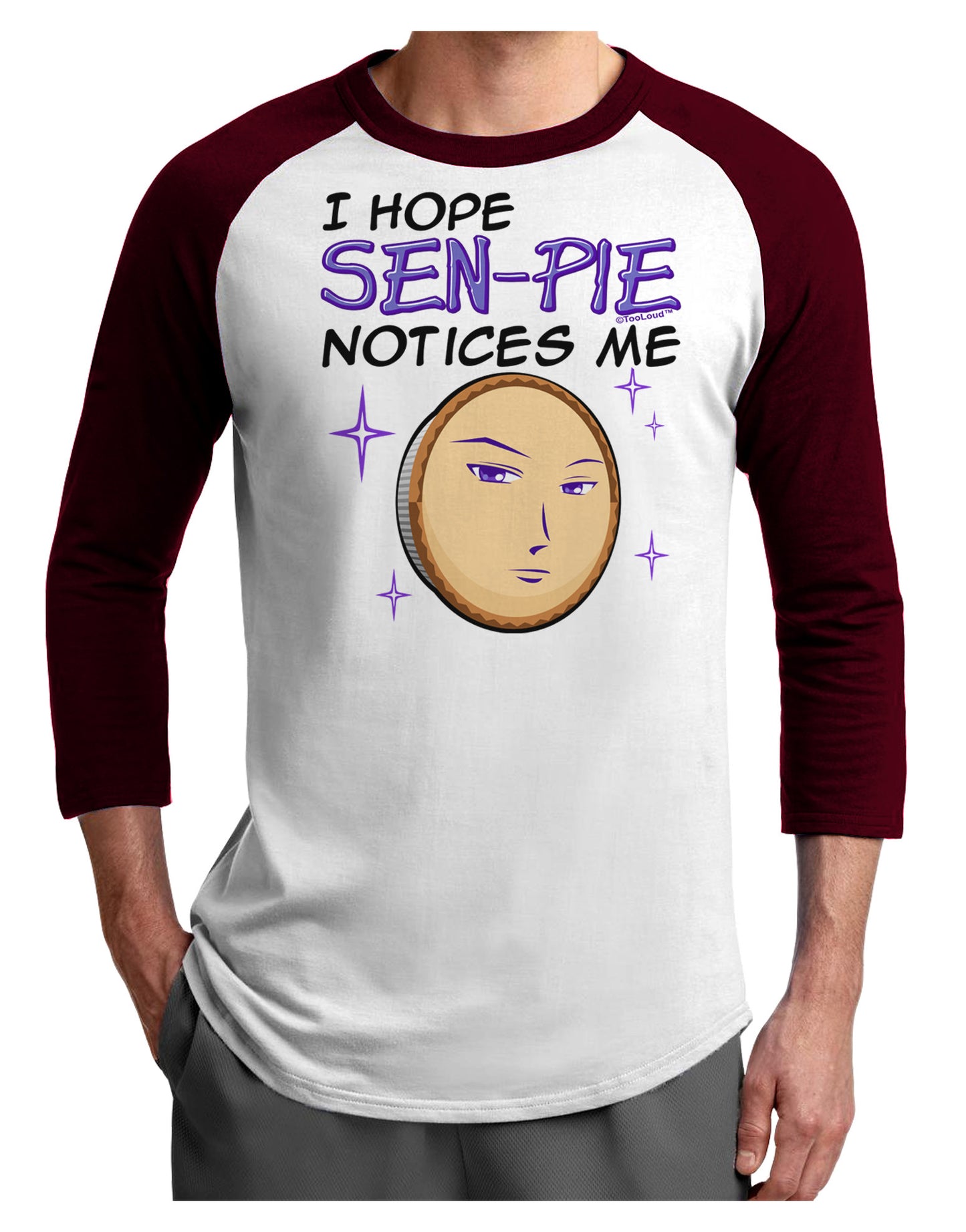 I Hope Sen-Pie Notices Me Adult Raglan Shirt-Raglan Shirt-TooLoud-White-Cardinal-X-Small-Davson Sales