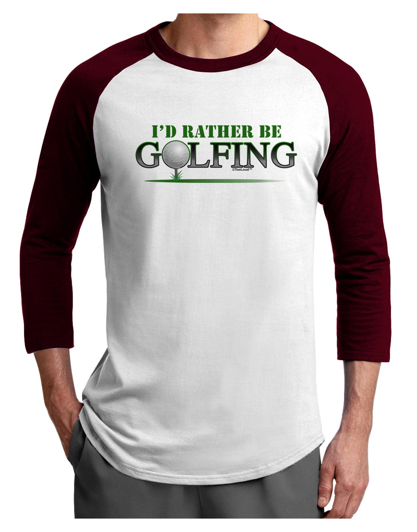 I'd Rather Be Golfing Adult Raglan Shirt-Raglan Shirt-TooLoud-White-Cardinal-X-Small-Davson Sales