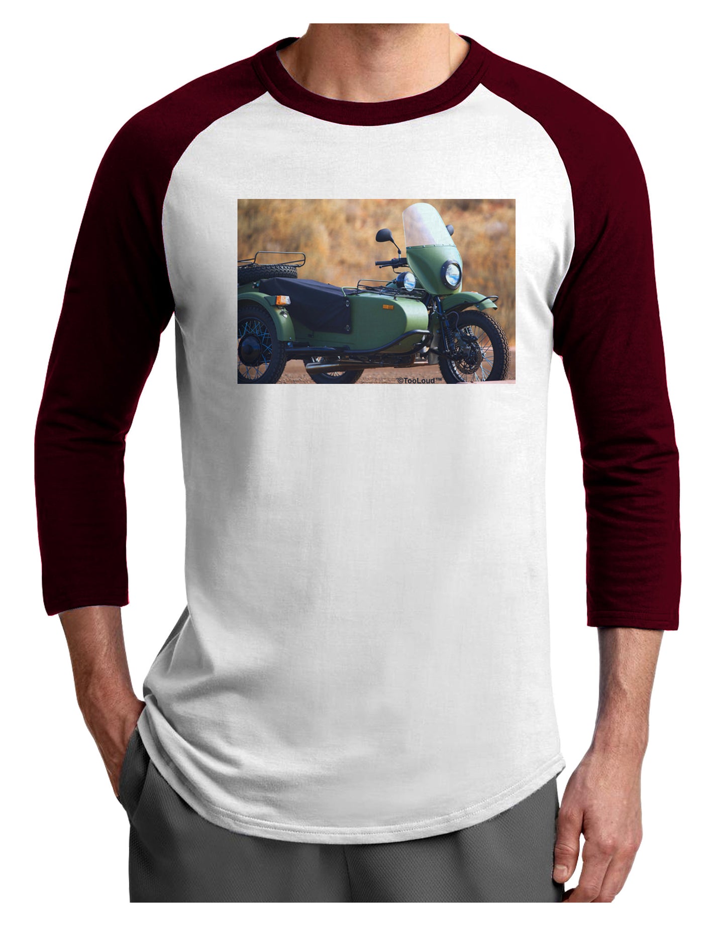 Sidecar Motorcycle Photo Adult Raglan Shirt-Raglan Shirt-TooLoud-White-Cardinal-X-Small-Davson Sales