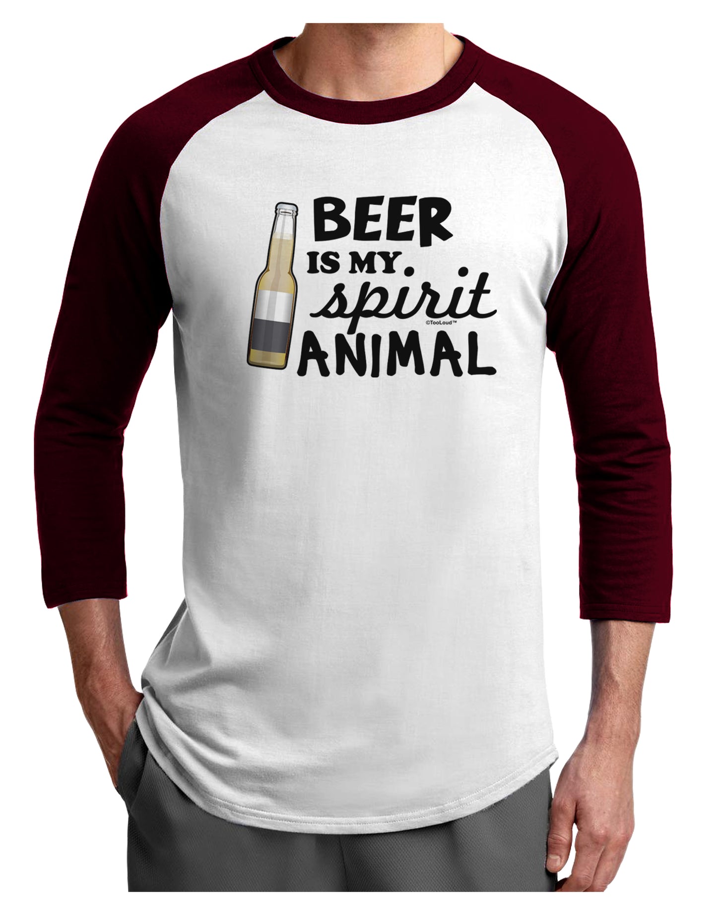 Beer Is My Spirit Animal Adult Raglan Shirt-Raglan Shirt-TooLoud-White-Cardinal-X-Small-Davson Sales