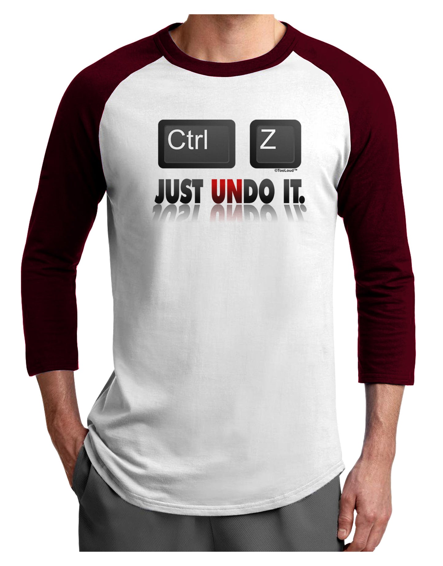 Ctrl Z Just Undo It Adult Raglan Shirt-Raglan Shirt-TooLoud-White-Cardinal-X-Small-Davson Sales