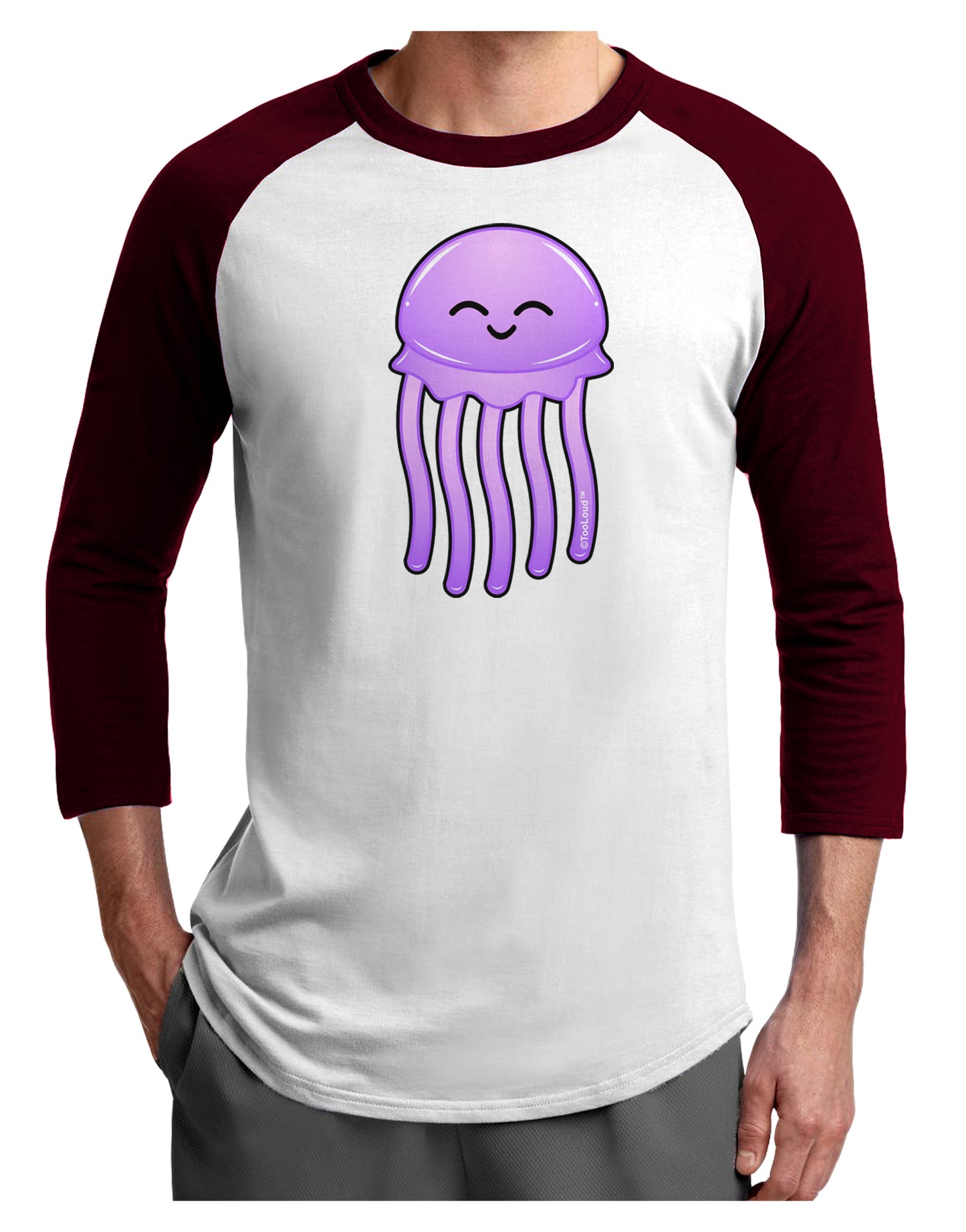 Cute Jellyfish Adult Raglan Shirt by TooLoud-TooLoud-White-Cardinal-X-Small-Davson Sales