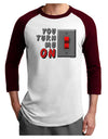 TooLoud You Turn Me On Switch Adult Raglan Shirt-Raglan Shirt-TooLoud-White-Cardinal-X-Small-Davson Sales