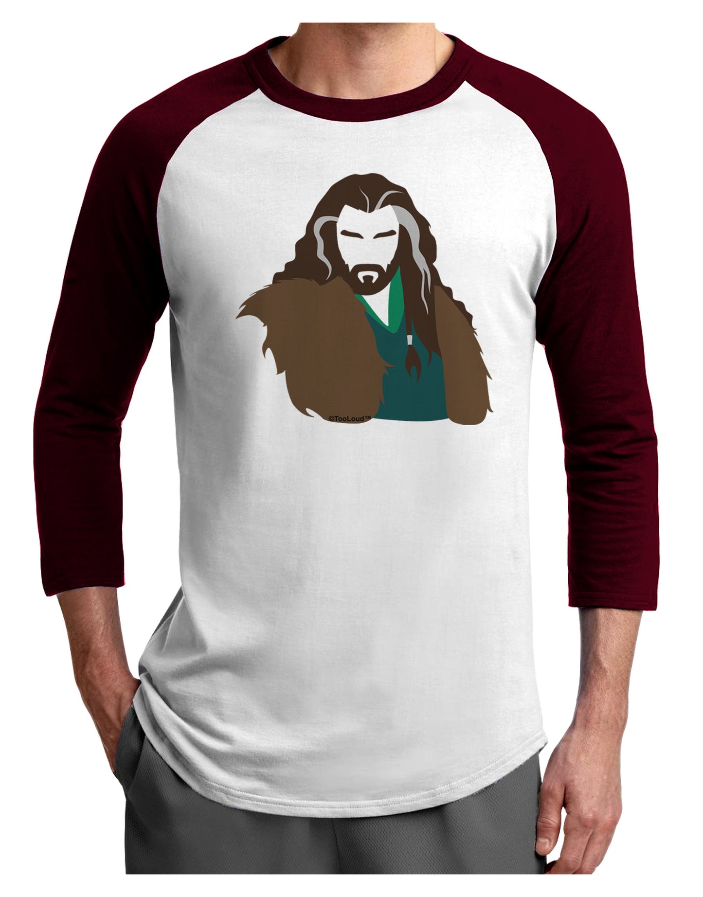Dwarf King Adult Raglan Shirt-TooLoud-White-Cardinal-X-Small-Davson Sales