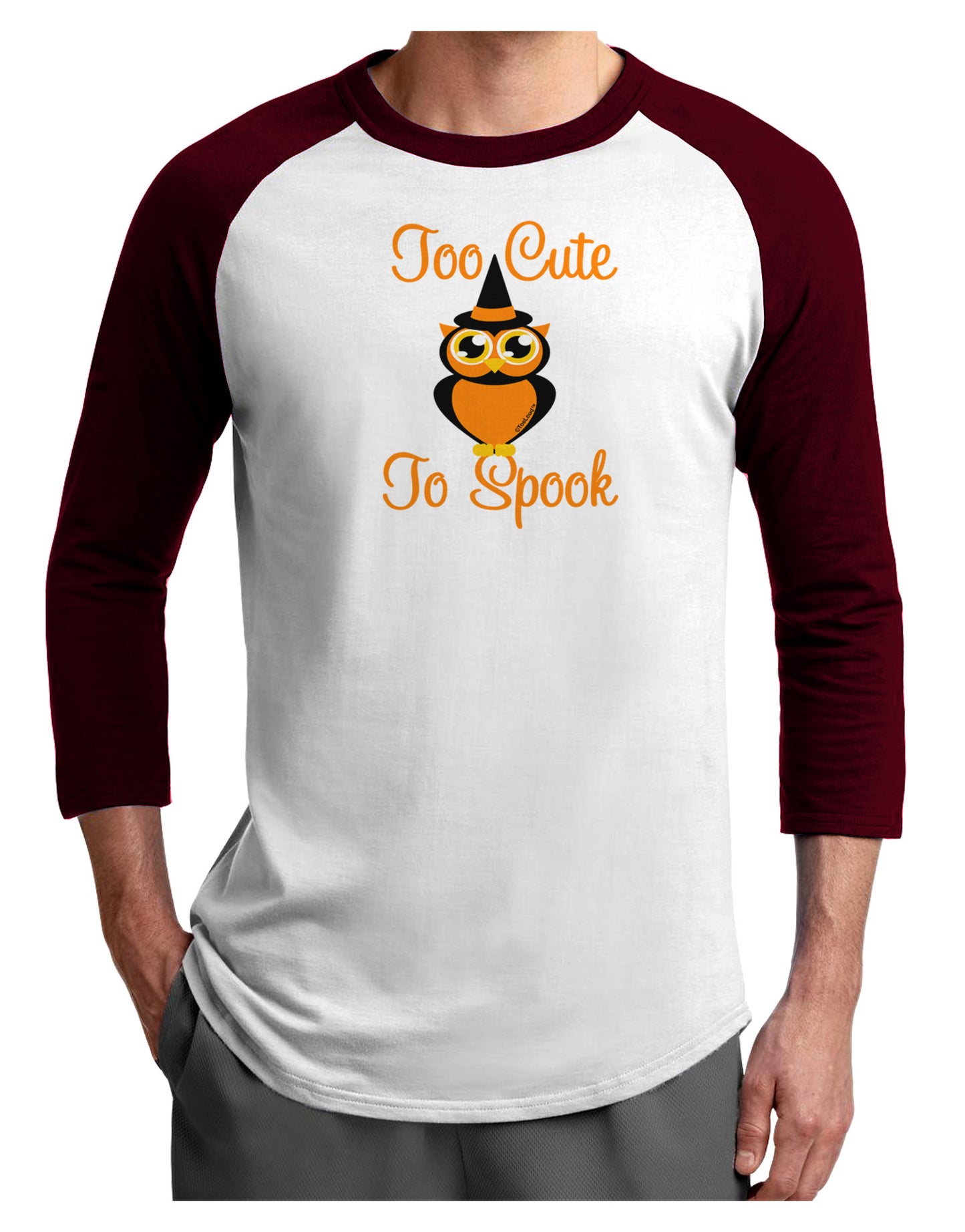 Owl Too Cute Orange Adult Raglan Shirt-Raglan Shirt-TooLoud-White-Cardinal-X-Small-Davson Sales