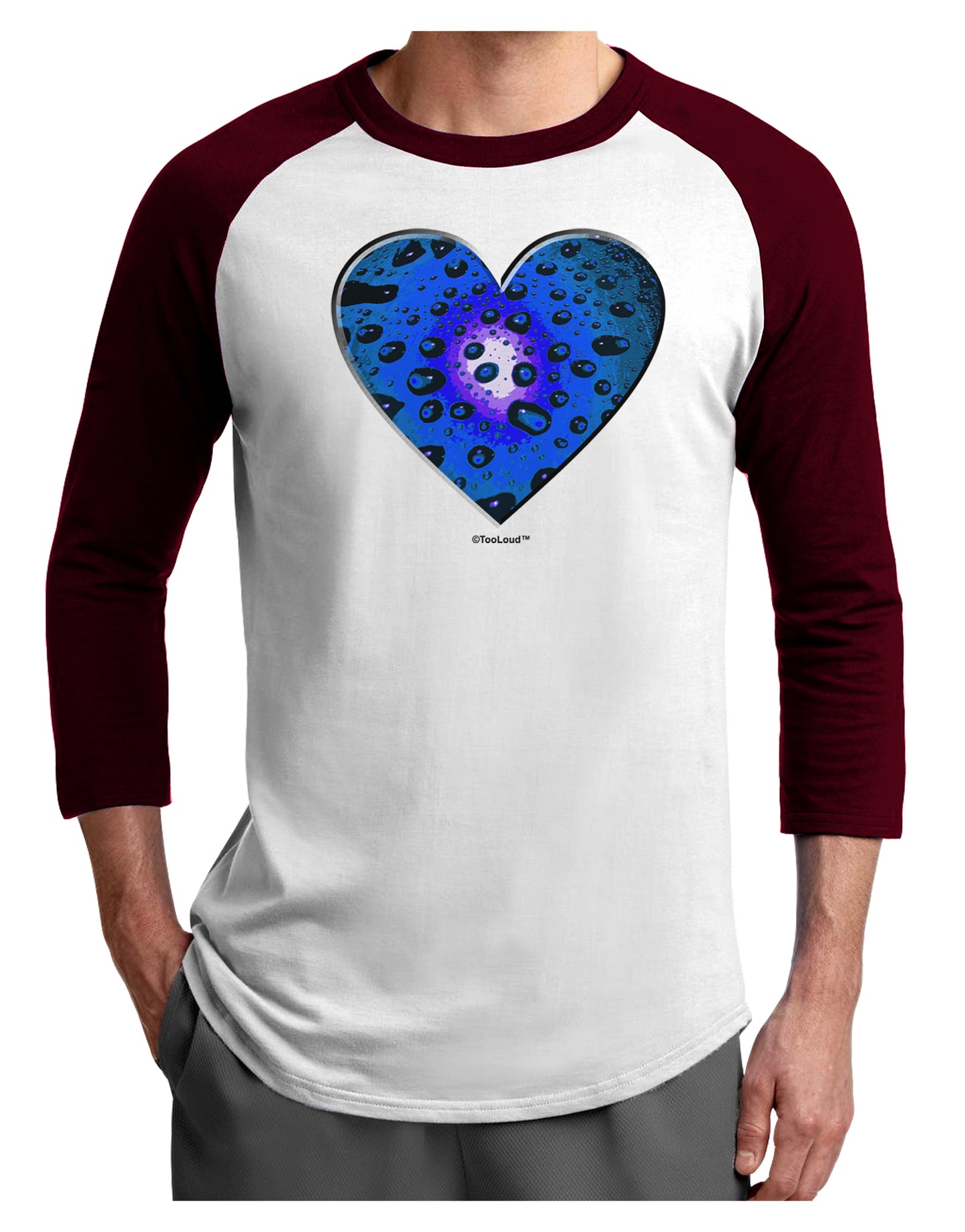 Water Droplet Heart Blue Adult Raglan Shirt by TooLoud-TooLoud-White-Cardinal-X-Small-Davson Sales