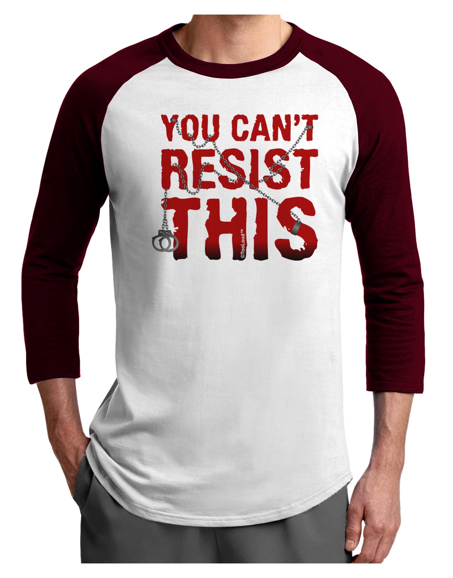 TooLoud You Can't Resist This Adult Raglan Shirt-Raglan Shirt-TooLoud-White-Cardinal-X-Small-Davson Sales