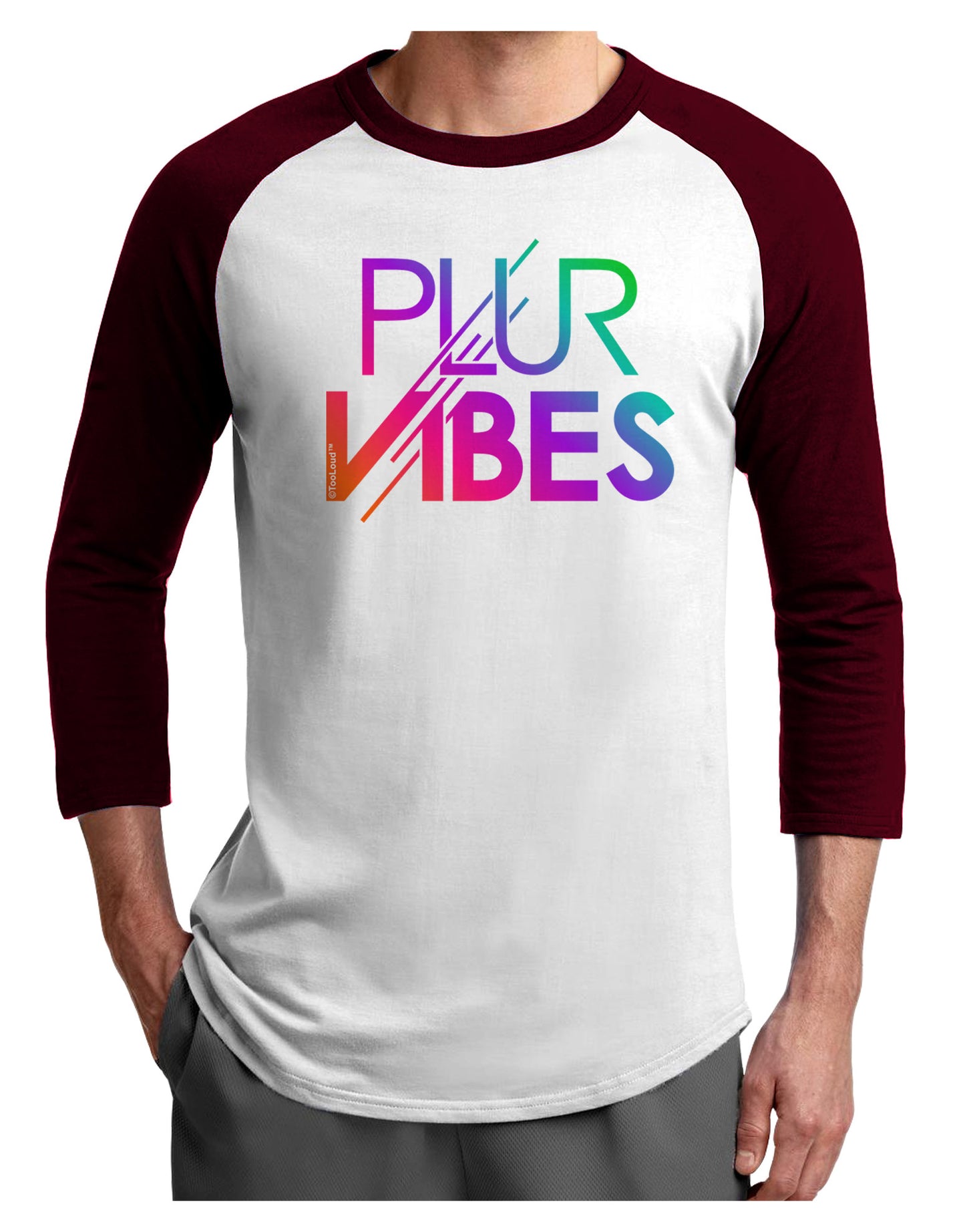 PLUR Vibes Adult Raglan Shirt-Raglan Shirt-TooLoud-White-Cardinal-X-Small-Davson Sales