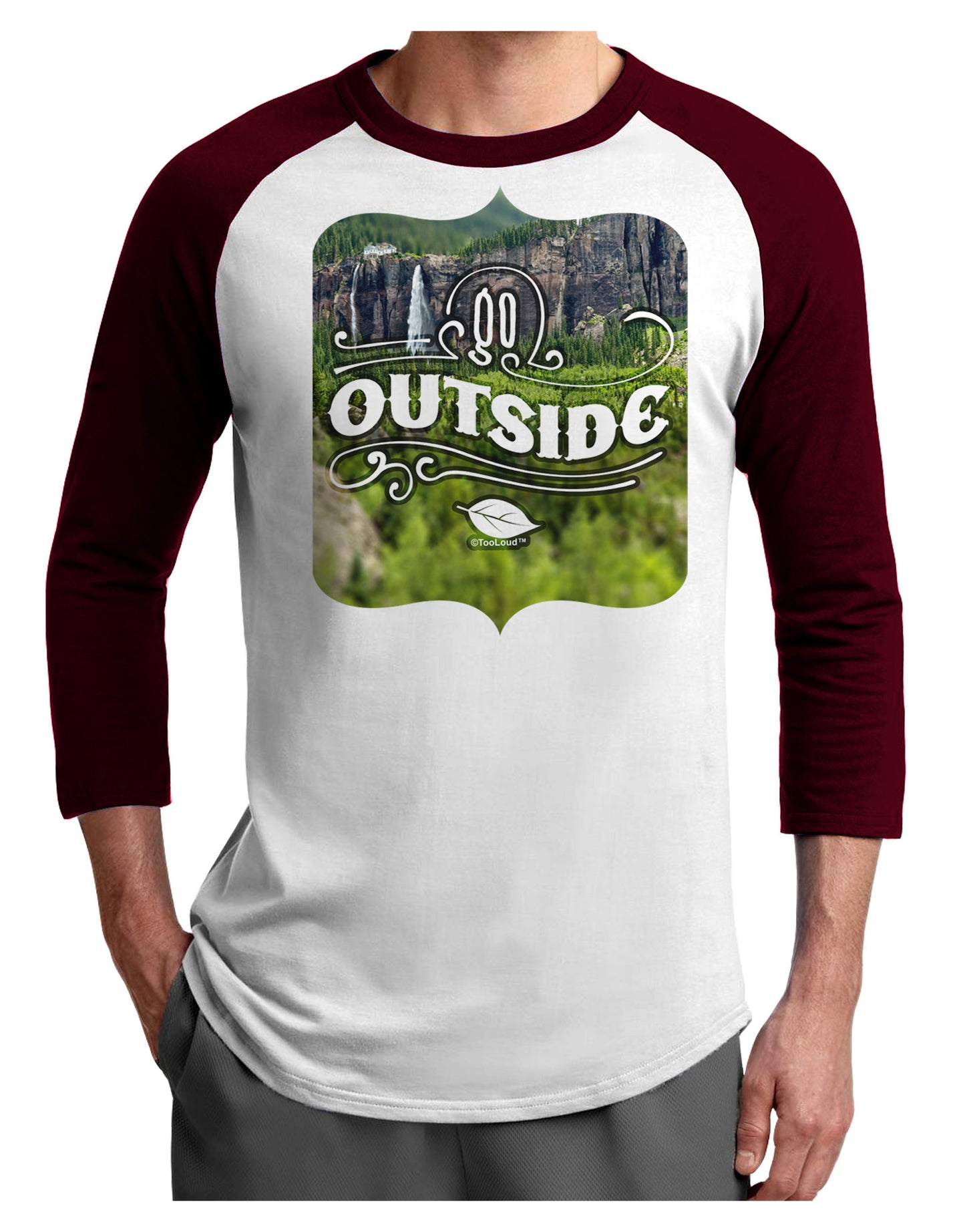 Go Outside - Beautiful Cliffs Adult Raglan Shirt by-Raglan Shirt-TooLoud-White-Cardinal-X-Small-Davson Sales