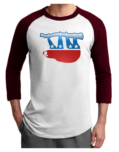 Sloth Political Party Symbol Adult Raglan Shirt-TooLoud-White-Cardinal-X-Small-Davson Sales