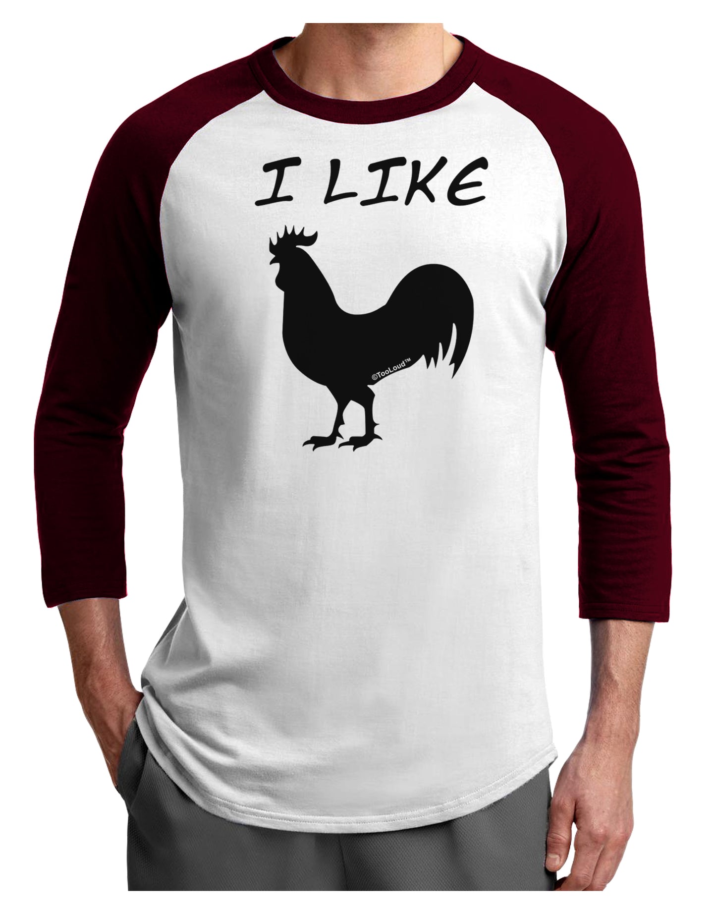 I Like Rooster Silhouette - Funny Adult Raglan Shirt by TooLoud-TooLoud-White-Cardinal-X-Small-Davson Sales